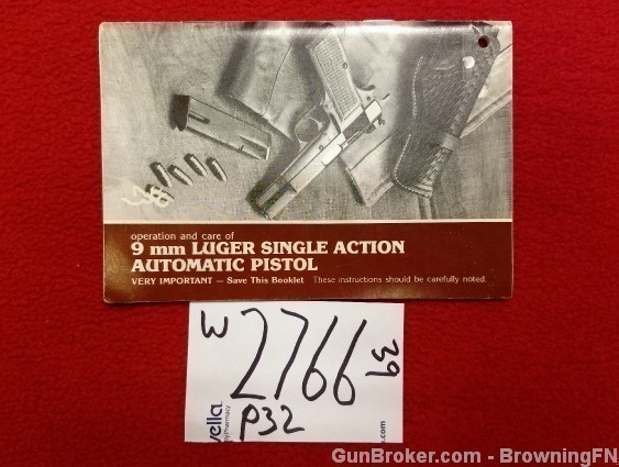 Orig Browning Luger Single Action Owners Manual-img-0
