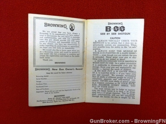 Orig Browning B-SS Owners Instruction Manual 1973-img-1