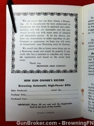 Orig Browning Automatic BAR Rifle Owners Instruction Manual-img-1