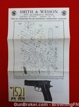 Orig S&W Model 59 Owners Instruction Manual 1974-img-0
