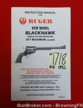 Orig Ruger Blackhawk Owners Instruction Manual 1982-img-0