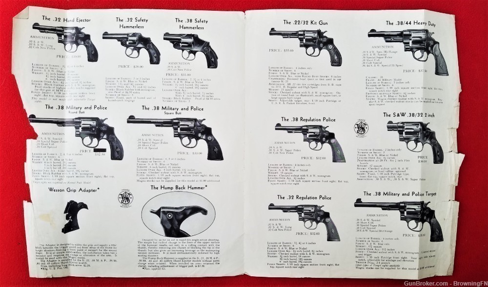 Original S&W Smith & Wesson Retail Price List 1930s-img-1