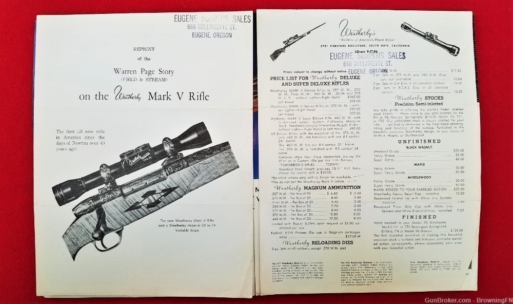 Original Weatherby Mark V A New Star Introduction Flyer & Price List-img-1