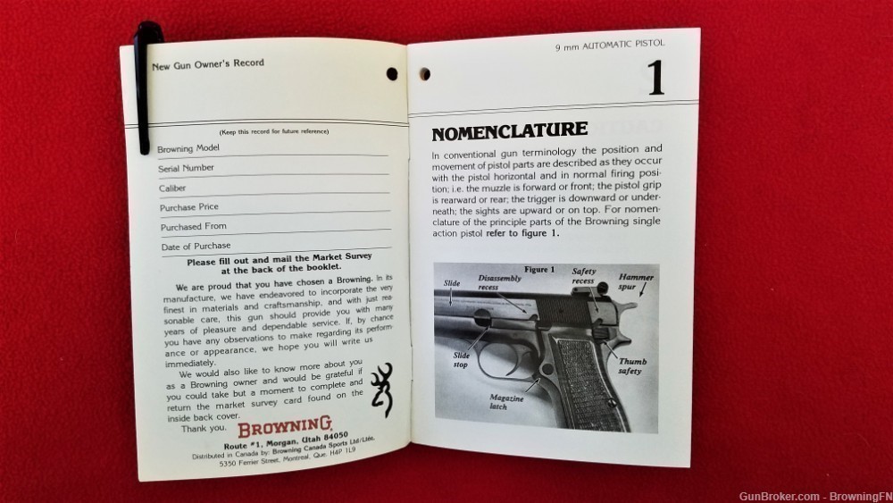 Original Browning 9mm Luger Single Action Owners Instruction Manual-img-1