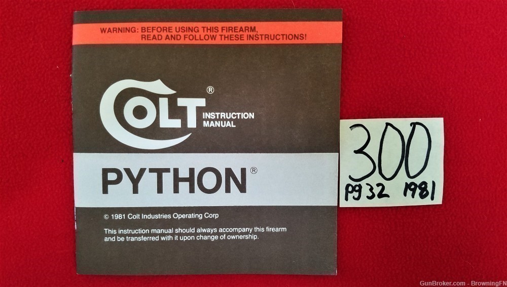 Original Colt Python Owners Instruction Manual 1981-img-0