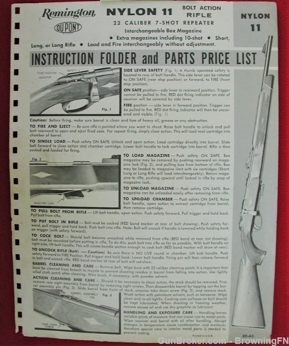 Orig Remington Model Nylon 11 Owners Instruction Manual-img-2