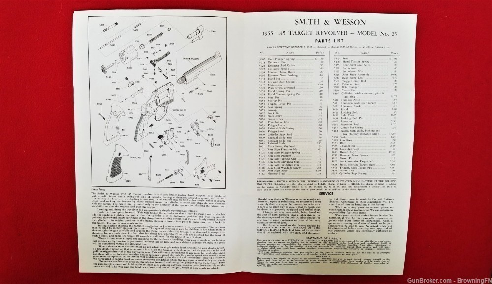 Original S&W Smith & Wesson Model 25 Owners Instruction Manual 1969-img-1
