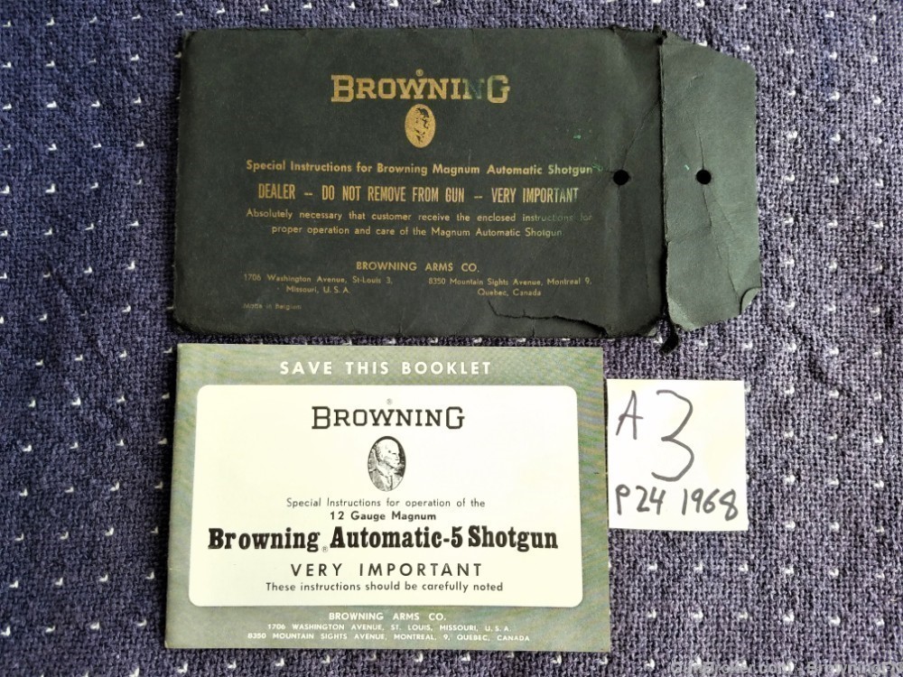 Orig Browning A-5 Auto-5 Shotgun Owners Manual 1968-img-0