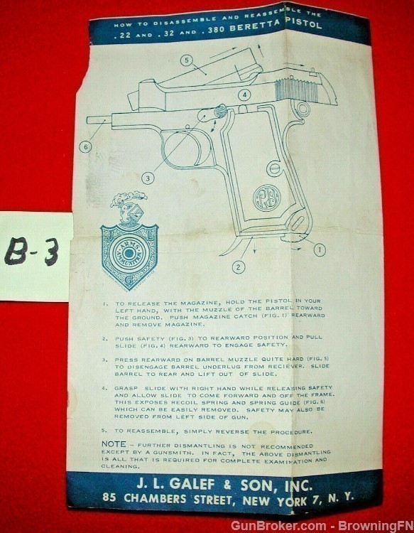 Orig 1950s Beretta Puma Cougar Minx  Jetfire Owners Instruction Manual-img-0