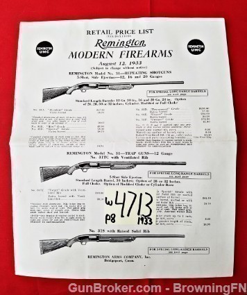 Orig Remington Retail Price List 1933-img-0