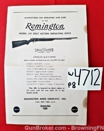 Orig Remington Model 341 Sportmaster Owners Manual-img-0