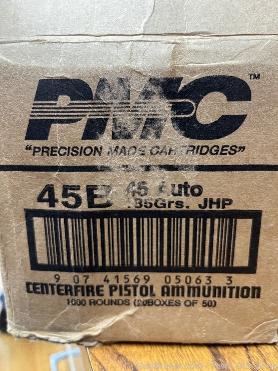 PMC 45B 45ACP 185 Grain JHP 1000 Round Case LOW PRICE! NO CC FEES!-img-0