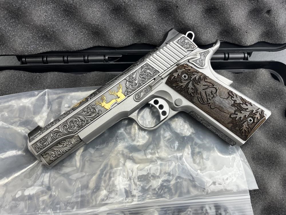 Kimber 1911 Engraved Gold Plated Master Scroll Whitetail Custom by Altamont-img-11