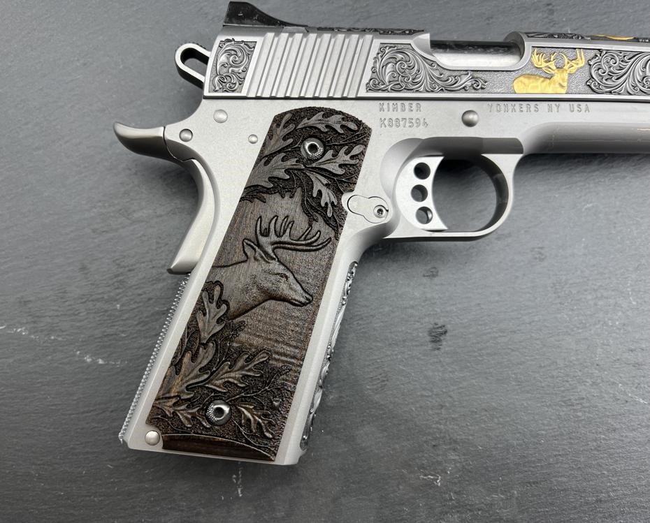 Kimber 1911 Engraved Gold Plated Master Scroll Whitetail Custom by Altamont-img-8