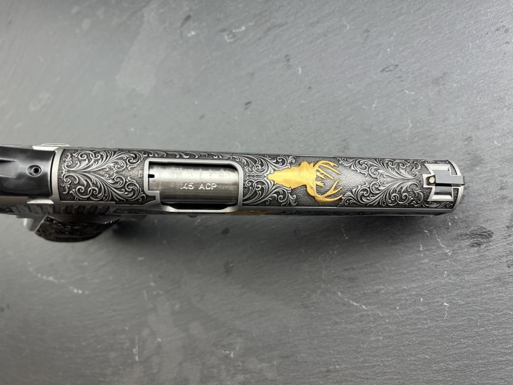 Kimber 1911 Engraved Gold Plated Master Scroll Whitetail Custom by Altamont-img-9