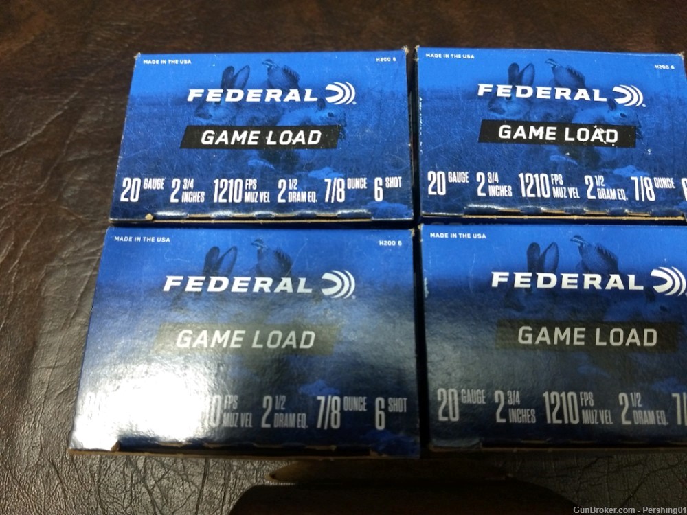 Federal Game Load 20 Gauge 2-3/4in #6 7/8oz, 5 Boxes = 125 Rds-img-1
