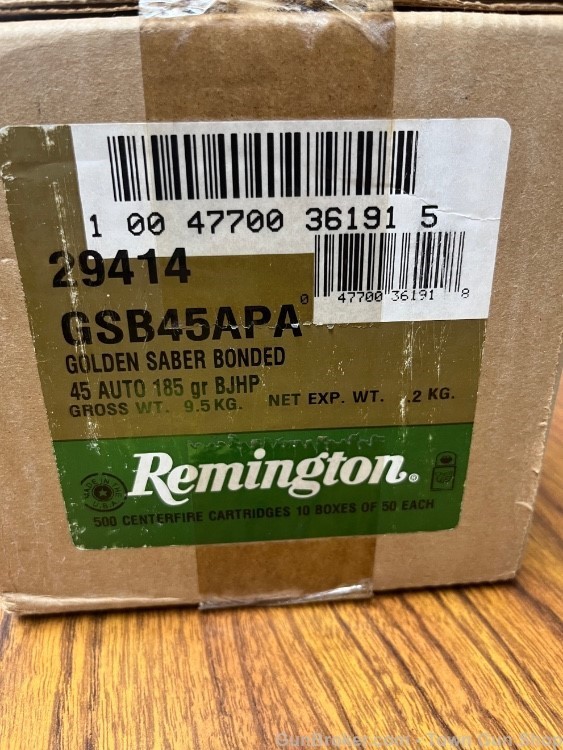 Remington 45ACP Golden Saber Bonded 185Gr BJHP 500 Round Case! -img-0
