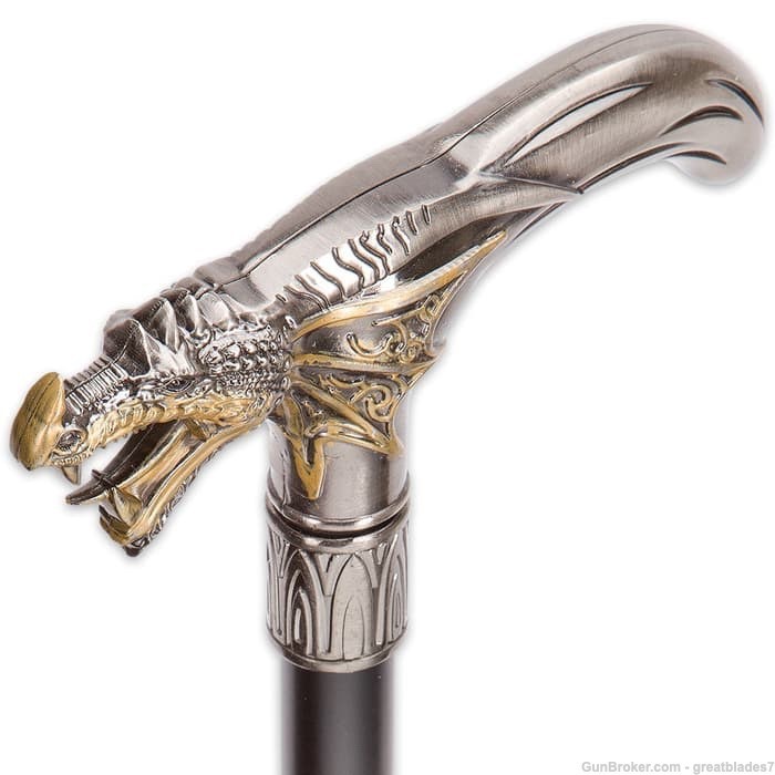 Roaring Silver and Gold Dragon Sword Cane FREE SHIPPING!!!-img-2