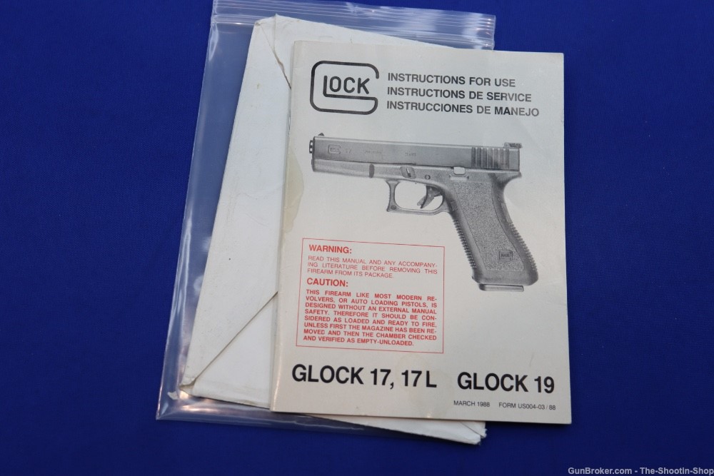 Glock Pistol Factory Owners Instruction Manual MARCH 1988 FORM US004-03/88-img-0