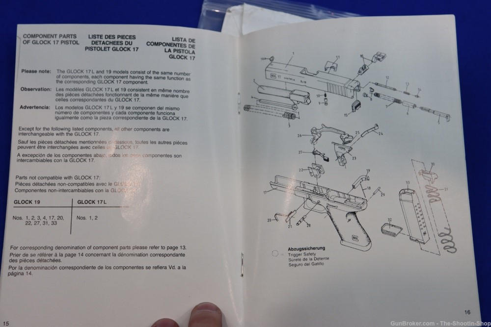 Glock Pistol Factory Owners Instruction Manual MARCH 1988 FORM US004-03/88-img-5