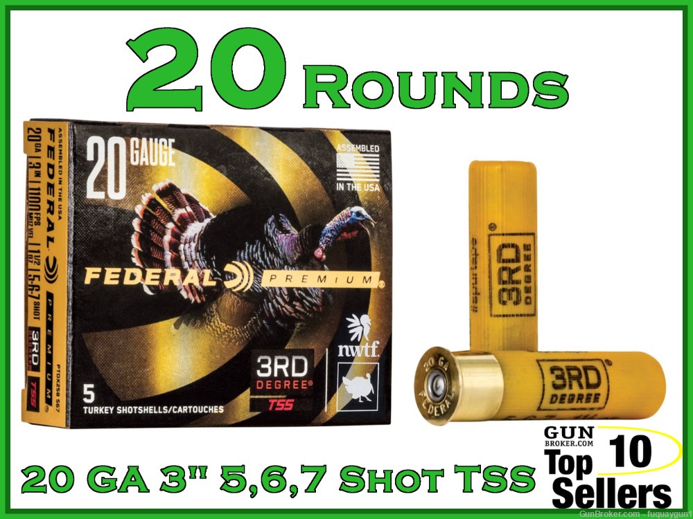  Federal Heavyweight 3rd Degree TSS 20 Gauge # 5 6 7 Shot Ammo 20CT-img-0