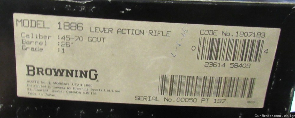 MINT IN BOX Browning Model 1886 Lever Action Rifle Grade 1 s# 50 .01 NR-img-14