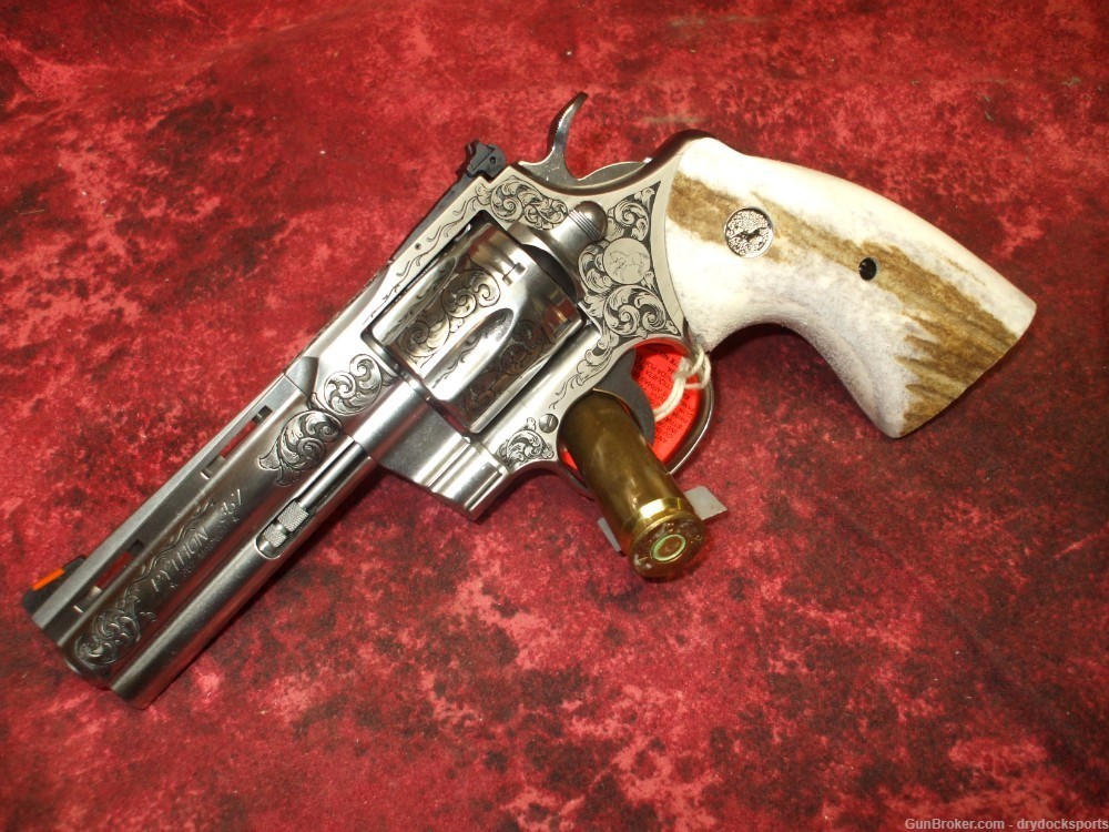 Colt Python 4.25" Bobby Tyler Gunworks Engraved .357 Magnum RARE-img-5