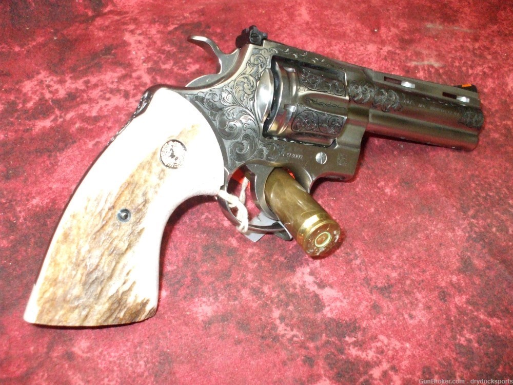 Colt Python 4.25" Bobby Tyler Gunworks Engraved .357 Magnum RARE-img-1