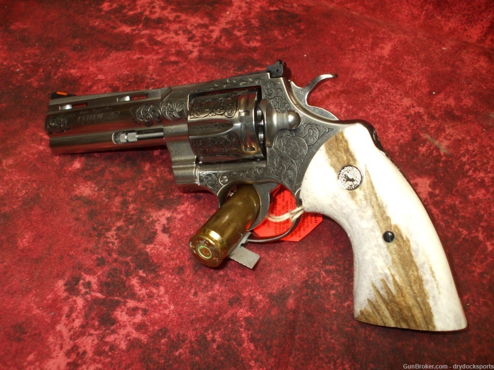 Colt Python 4.25" Bobby Tyler Gunworks Engraved .357 Magnum RARE-img-6