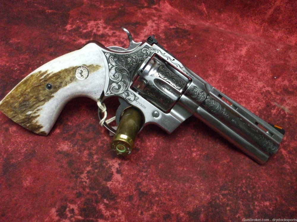 Colt Python 4.25" Bobby Tyler Gunworks Engraved .357 Magnum RARE-img-0