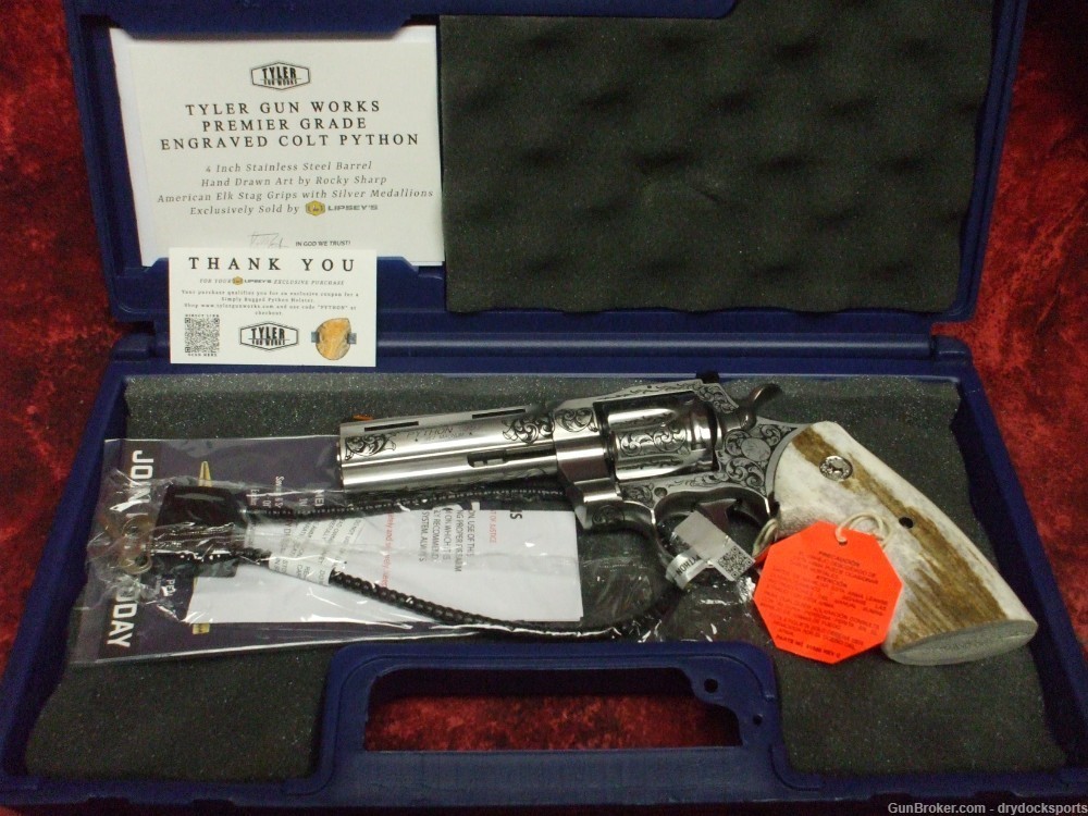 Colt Python 4.25" Bobby Tyler Gunworks Engraved .357 Magnum RARE-img-17