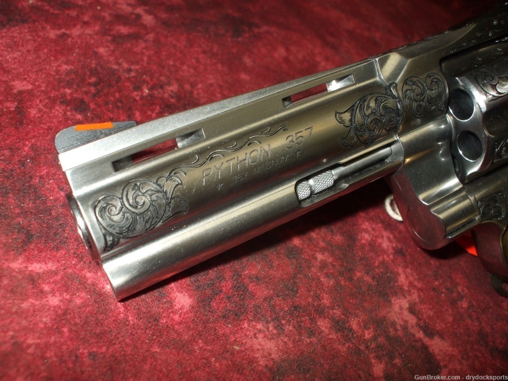 Colt Python 4.25" Bobby Tyler Gunworks Engraved .357 Magnum RARE-img-9