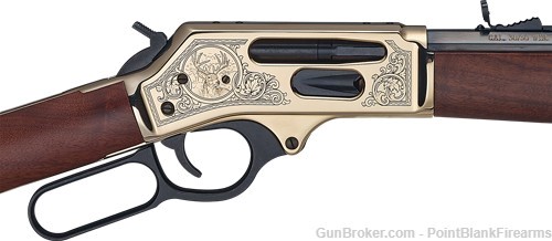 Henry Wildlife 20" Engraved 30-30 Win Brass Lever-Action Rifle Side Gate-img-3
