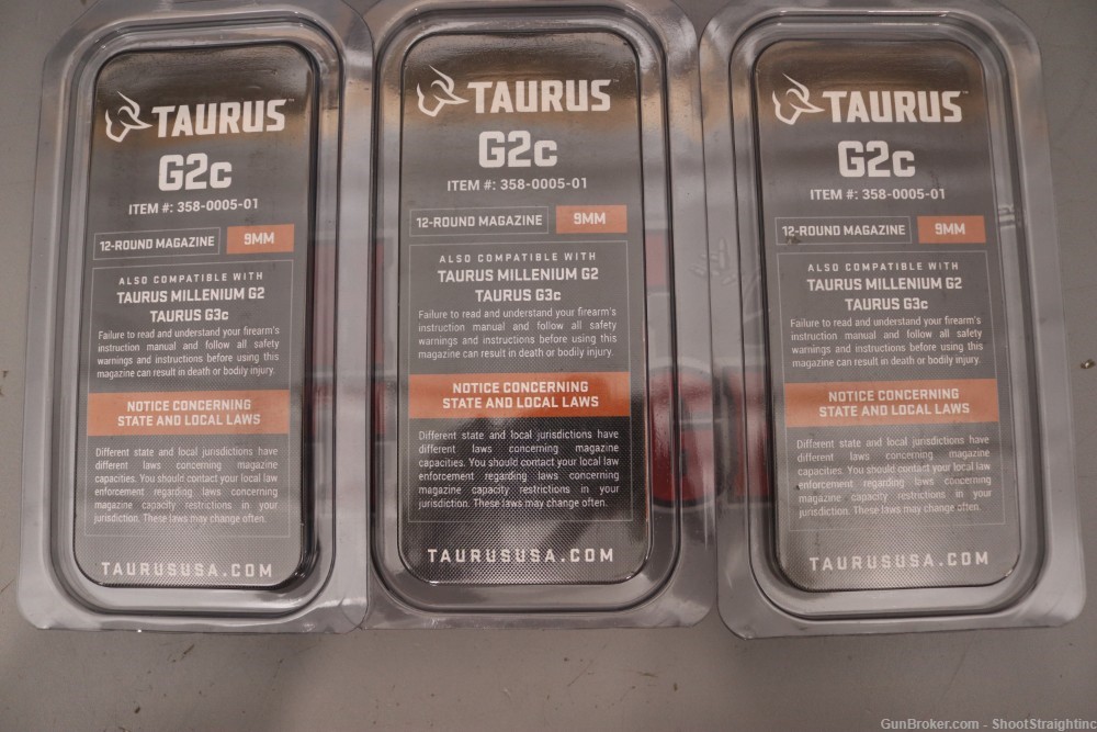 Lot O' Three (3) Taurus PT-111, G2C, G3C, 9mm 12rd Mags (New-Old-Stock)-img-1