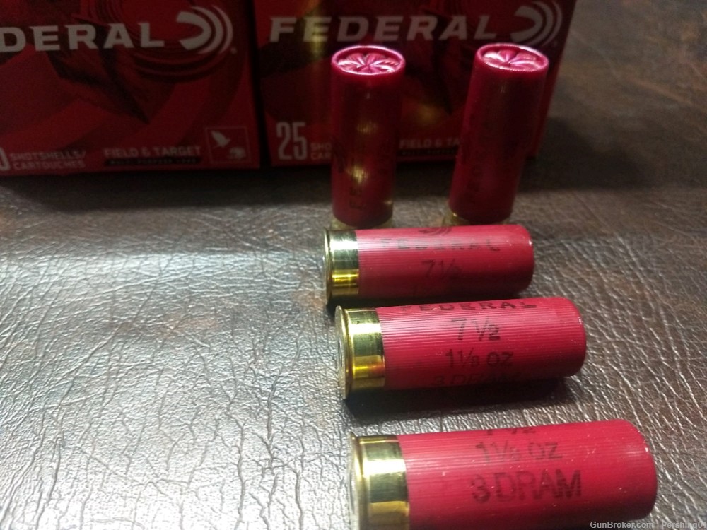 "REDUCED" Federal Field and Target 12GA 2 3/4 7 1/2 Shot 4 Boxes = 100 Rds-img-2