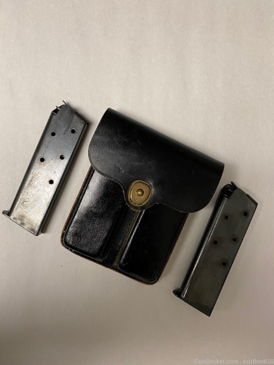  US GI COLT 45 DUAL MAGAZINE LEATHER POUCHE WITH TWO 7 RD MAG'S.-img-1