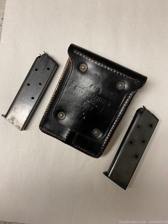  US GI COLT 45 DUAL MAGAZINE LEATHER POUCHE WITH TWO 7 RD MAG'S.-img-2