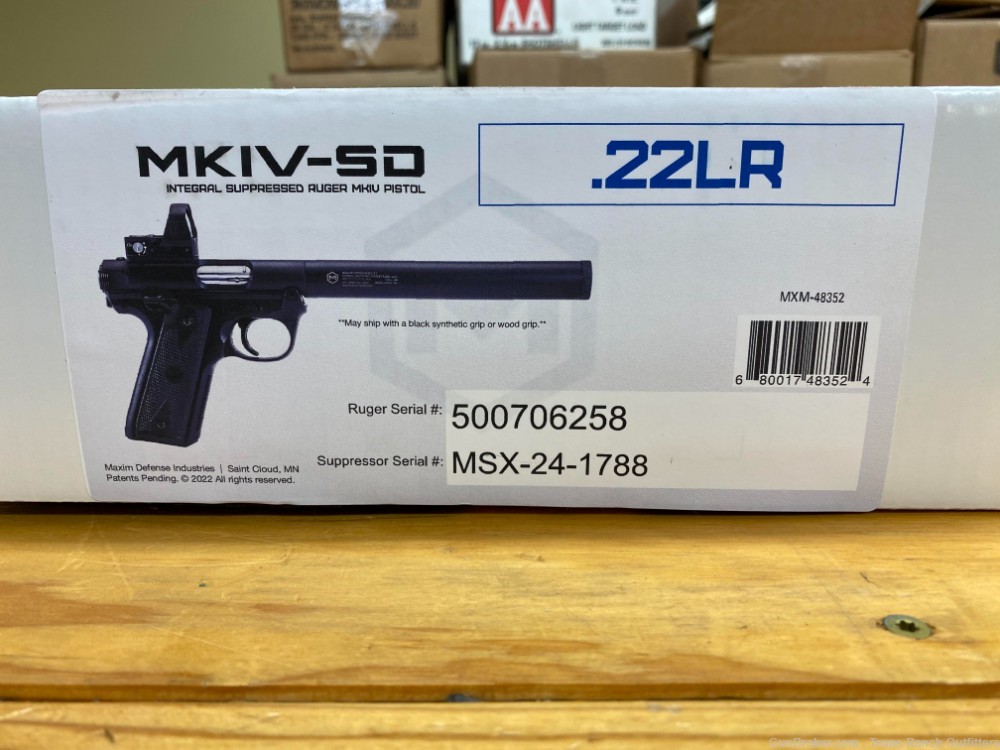 Ruger Mark IV .22LR Pistol w/Leupold Optic & Maxim MKIV-SD .22 Silencer NIB-img-7