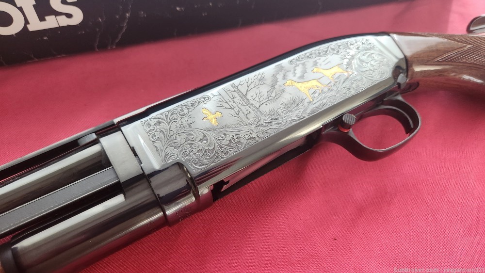 RARE MINT 1991 BROWNING MODEL 12 GRADE 5 ENGRAVED  GOLD INLAY 28G 25IN MOD-img-3