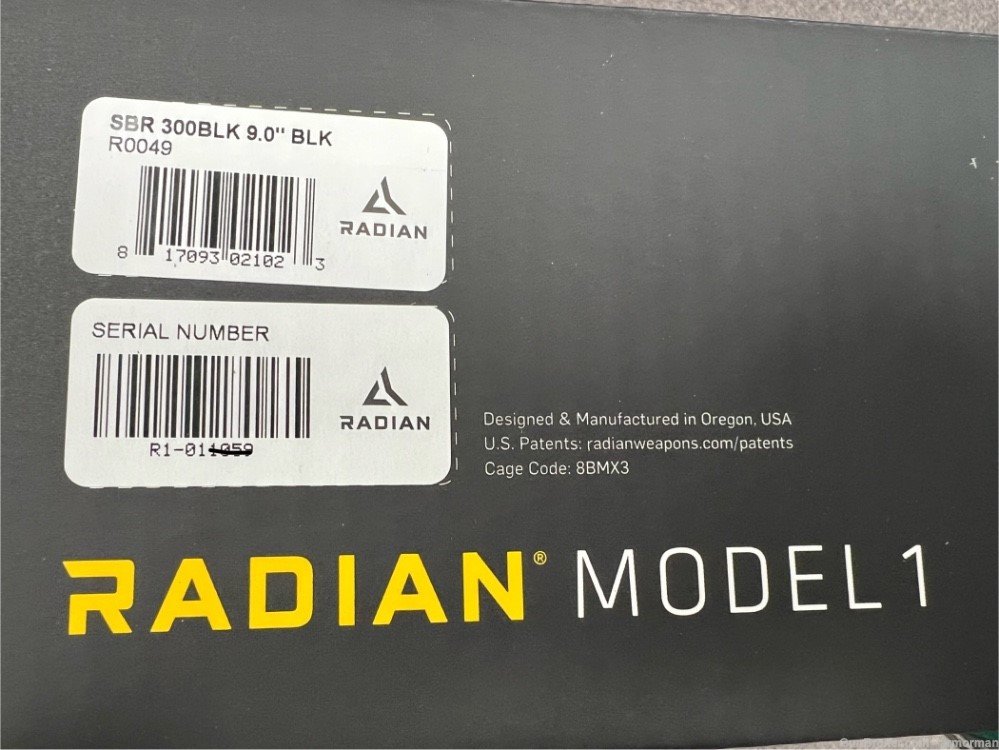 Radian Model 1 A-DAC 15 9" 300BLK SBR 300 Blackout R0049 New In Box!-img-5