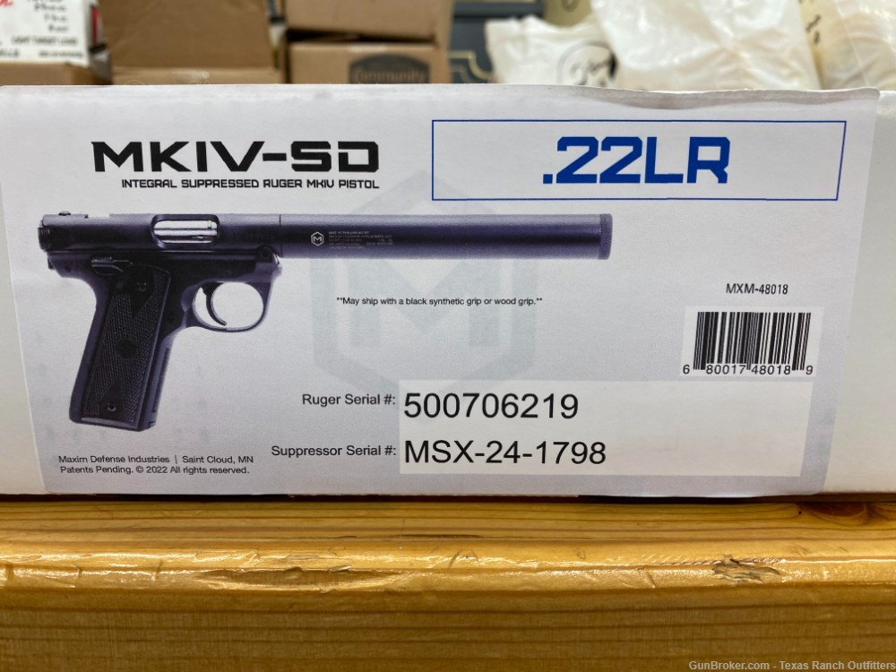 Ruger Mark IV .22LR Pistol w/ Maxim Defense MKIV-SD .22 Silencer NIB-img-5