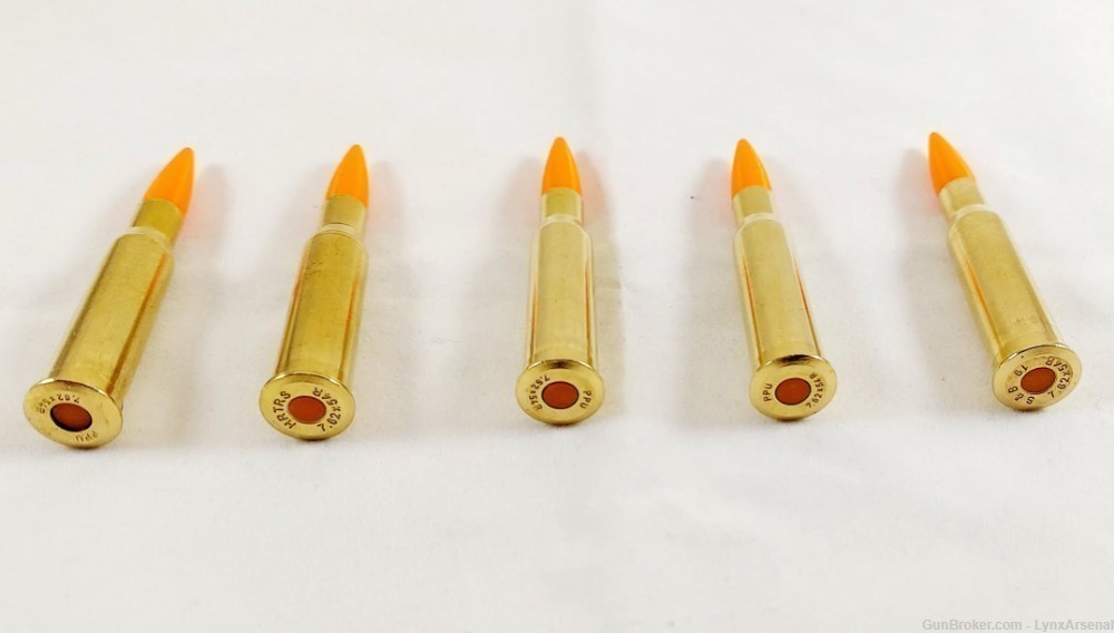 7.62x54R Brass Snap caps / Dummy Training Rounds - Set of 5 - Orange-img-3