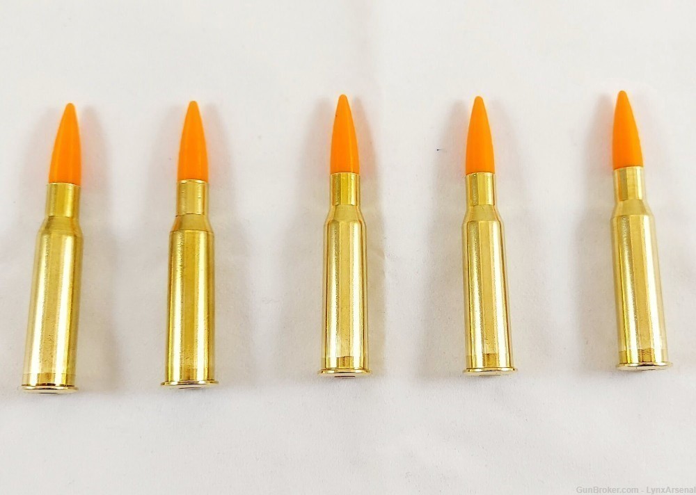 7.62x54R Brass Snap caps / Dummy Training Rounds - Set of 5 - Orange-img-2