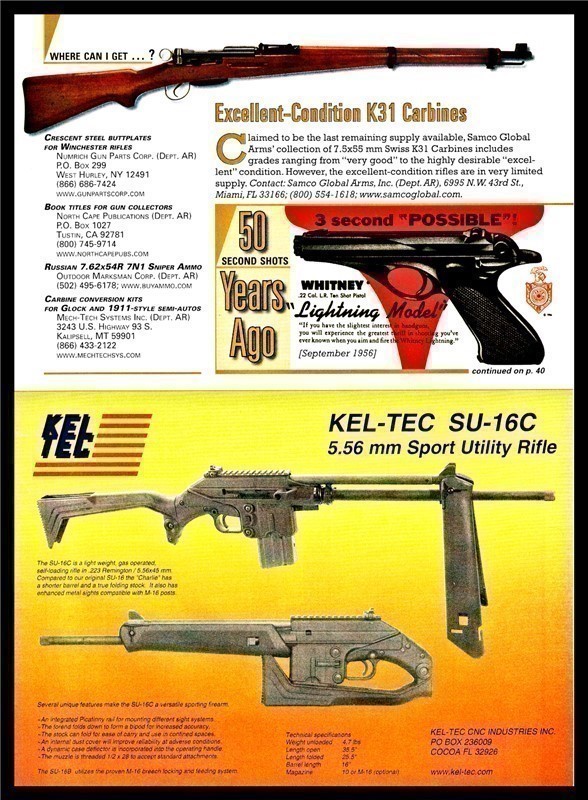 2006 KEL-TEC SU-160 4.46mm Sporter Rifle PRINT AD-img-1