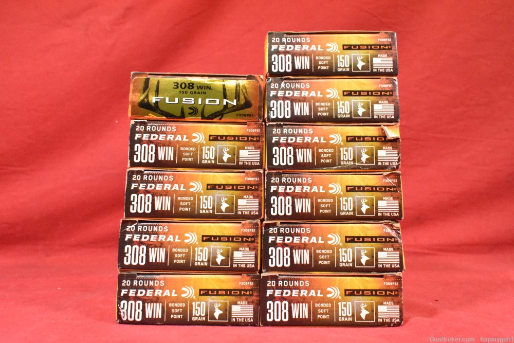 308 Win Ammo Federal Fusion 150 GR BSP F308FS1 308-308 220ct-img-3