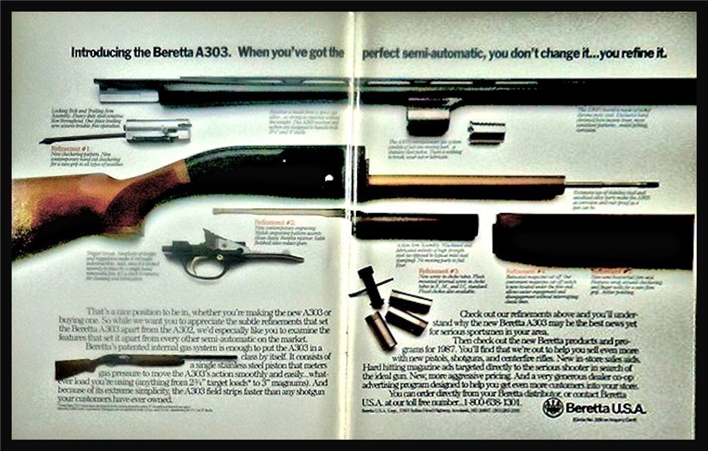 1987 BERETTA A303 Semi-auto Rifle 2-pg PRINT AD-img-0