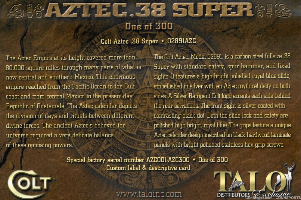 TALO Colt Aztec .38 Super 1 of 300 THE ORIGINAL from 2012 NEW IN BOX-img-11