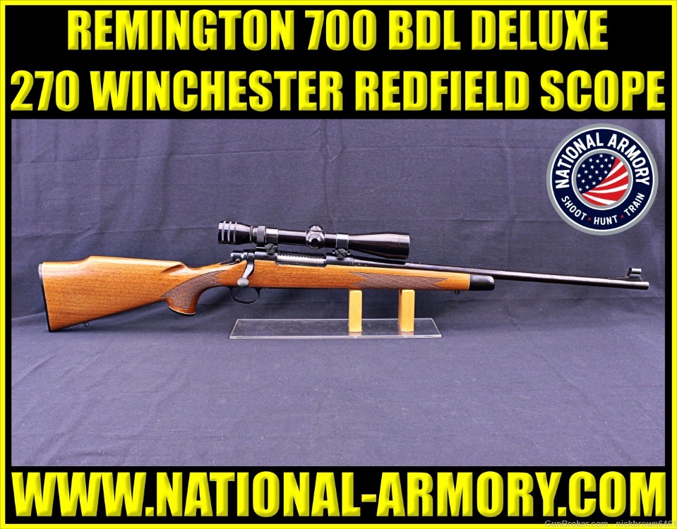 REMINGTON 700 BDL DELUXE 270 WINCHESTER 22" BBL W/ REDFIELD 3-9x40 SCOPE-img-0