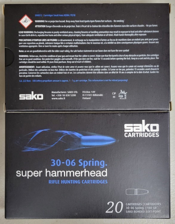 Sako Super Hammerhead 30-06 180gr bonded sp lot of 60rds 236A-img-2