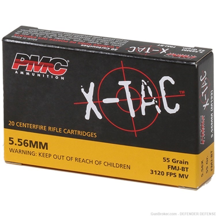 PMC X-Tac Rifle Ammunition 5.56x45mm 55 gr FMJBT 20rds (In Stock)-img-0